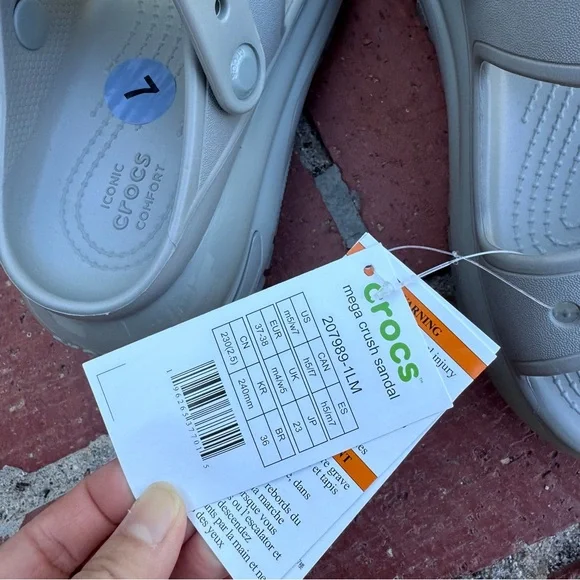 Crocs Mega Crush Gray Sandals - Picture 7 of 7